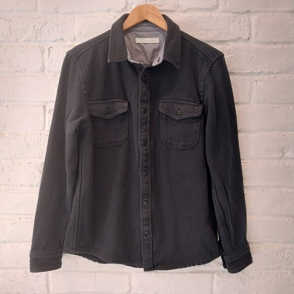 Outerknown Shacket Mens M Black Blanket Shirt Surf Chroma 100% Organic Cotton, g - Picture 2 of 10